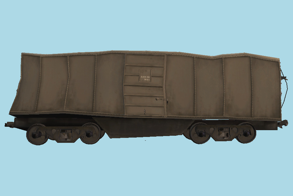 Train Boxcar Wrecked 3d model